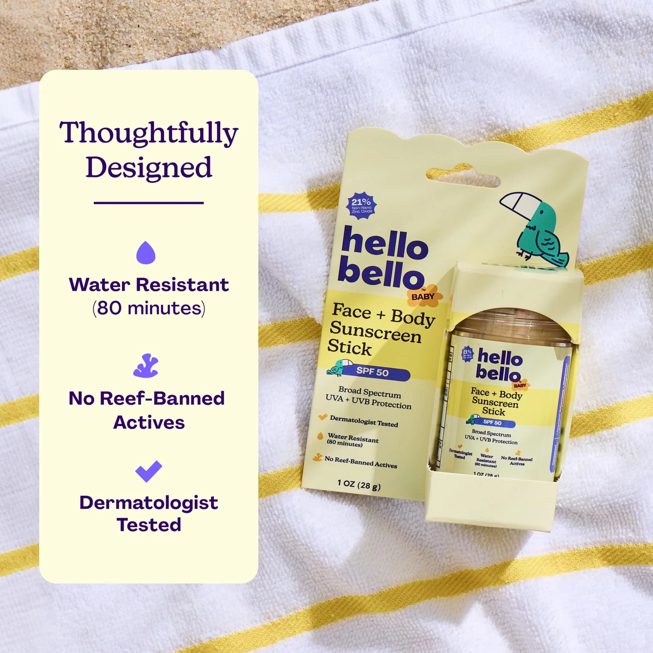 Hello Bello Baby Mineral Sunscreen Stick SPF 50 - Gentle, Water-Resistant Protection (1 Ounce) - view 2