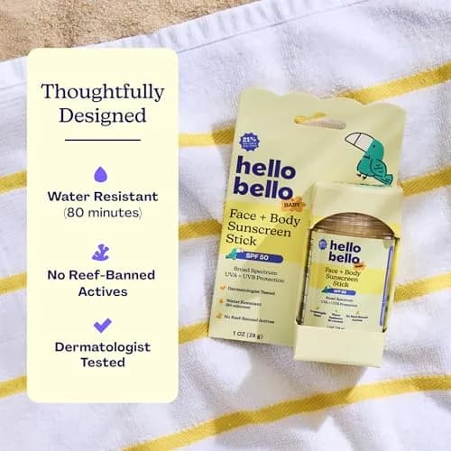 Hello Bello Baby Mineral Sunscreen Stick SPF 50 29.57ml (1oz) | Broad Spectrum UVA/UVB Protection thumbnail 2