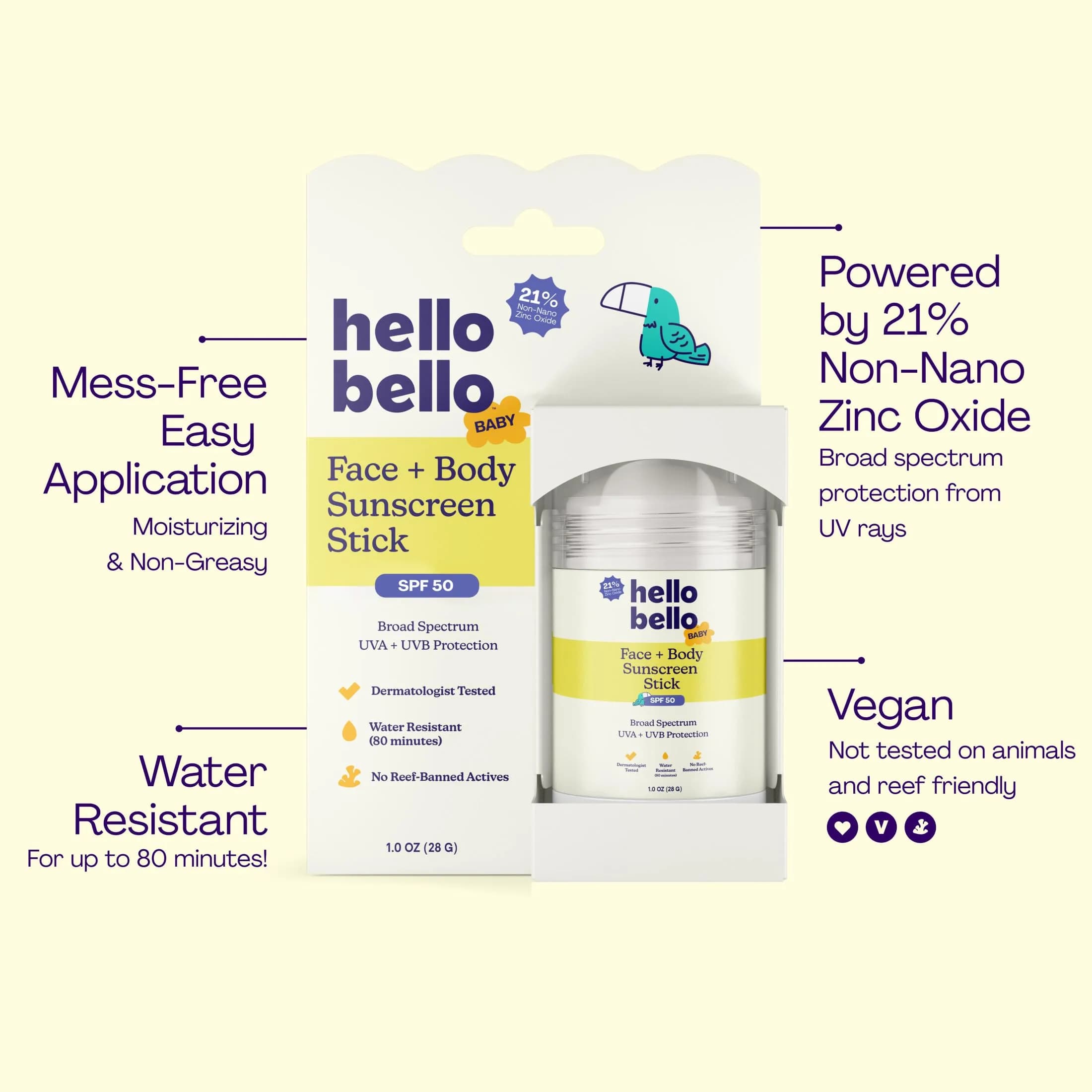 Hello Bello Baby Mineral Sunscreen Stick SPF 50 - Gentle, Water-Resistant Protection (1 Ounce) - view 3