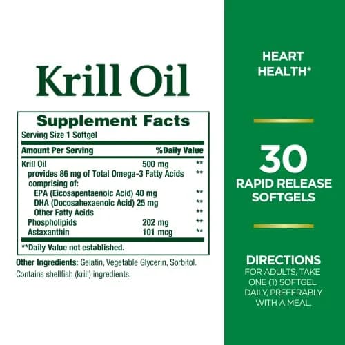 Nature's Bounty Krill Oil 500mg 90 Count (Pack of 3) | Heart Health Supplement thumbnail 2