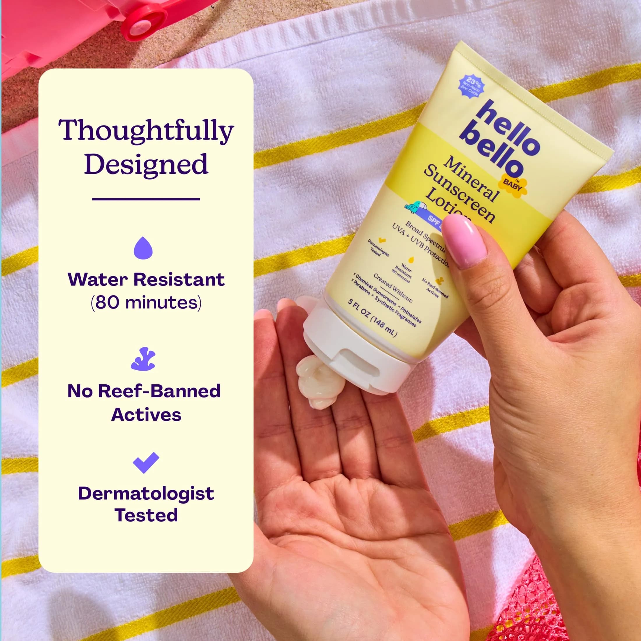 Hello Bello Baby Mineral Sunscreen Lotion SPF 50, 5 oz - Gentle Roll-On Sun Protection for Face & Body - view 3