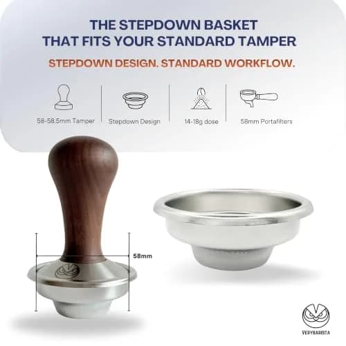 verybarista Competition Filter Basket Stepdown Shape 58mm | Improves Extraction & Consistency thumbnail 3