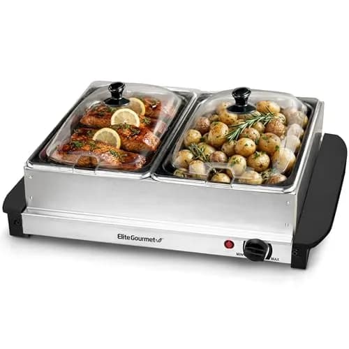 Elite Gourmet Dual Buffet Server 5 Quart (4.73 L) | Keeps Food Hot for Hours thumbnail 1