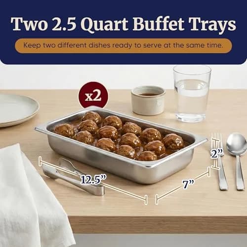 Elite Gourmet Dual Buffet Server 5 Quart (4.73 L) | Keeps Food Hot for Hours thumbnail 3