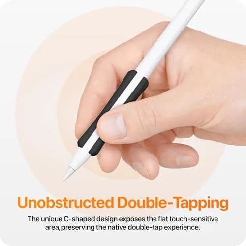UPPERCASE NimbleGrip Gen 2 Silicone Ergonomic Grip for Apple Pencil 2/Pro/USB-C | Purple, Open Side, Soft Silicone, Dual-Sided thumbnail 2