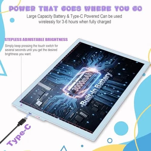 ME456 Light Up Tracing Board Kit Blue 34cm (13.4") | Rechargeable LED Drawing Tablet for Kids Ages 3-12 thumbnail 3