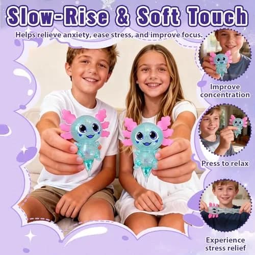 Puffwize Axolotl Squishy Toy Squeeze Stress Ball 9.5cm (3.74") | Non-Toxic Sensory Toy for Kids & Adults thumbnail 6
