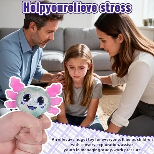 Puffwize Axolotl Squishy Toy Squeeze Stress Relief Fidget Sensory Toy for Kids Adults | Non-Toxic BPA-Free thumbnail 5