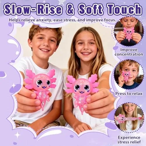 Puffwize Axolotl Squishy Toy Squeeze Stress Relief Fidget Sensory Toy for Kids Adults | Non-Toxic BPA-Free thumbnail 6