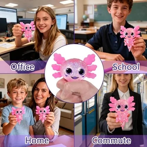 Puffwize Axolotl Squishy Toy Squeeze Stress Relief Fidget Sensory Toy for Kids Adults | Non-Toxic BPA-Free thumbnail 2