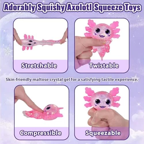 Puffwize Axolotl Squishy Toy Squeeze Stress Relief Fidget Sensory Toy for Kids Adults | Non-Toxic BPA-Free thumbnail 3
