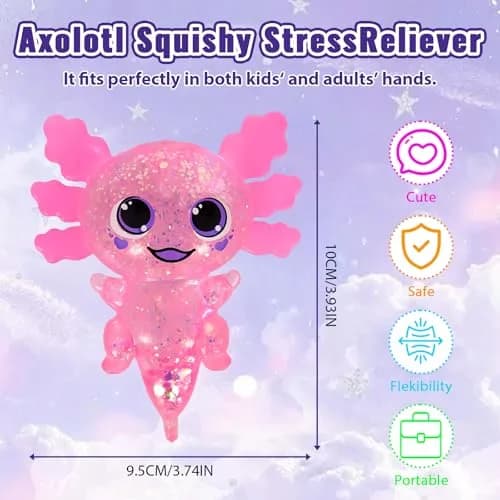 Puffwize Axolotl Squishy Toy Squeeze Stress Relief Fidget Sensory Toy for Kids Adults | Non-Toxic BPA-Free thumbnail 4