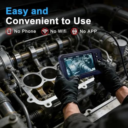 COOVIE 5-Inch HD Endoscope Camera with 3 Lenses & 8 LEDs | 5m (16.5ft) Semi-Rigid Cable, 1920P Video thumbnail 4