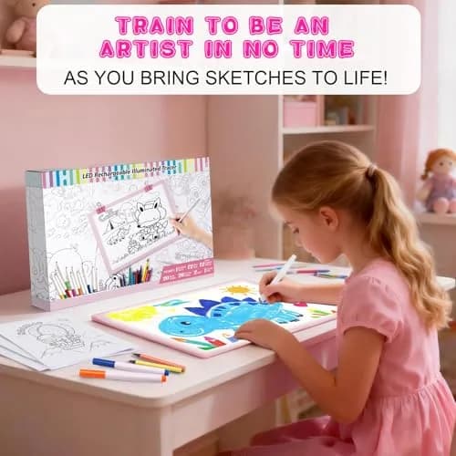 ME456 LED Drawing Tablet Kit 38 cm (15 Inch) Pink | Rechargeable Light Board for Tracing & Diamond Painting thumbnail 6