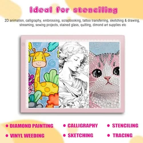 ME456 LED Drawing Tablet Kit 38 cm (15 Inch) Pink | Rechargeable Light Board for Tracing & Diamond Painting thumbnail 8
