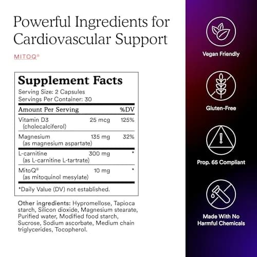 MitoQ +Heart Advanced CoQ10 Magnesium Heart Support 180 Caps | Supports Vascular & Cellular Energy thumbnail 5