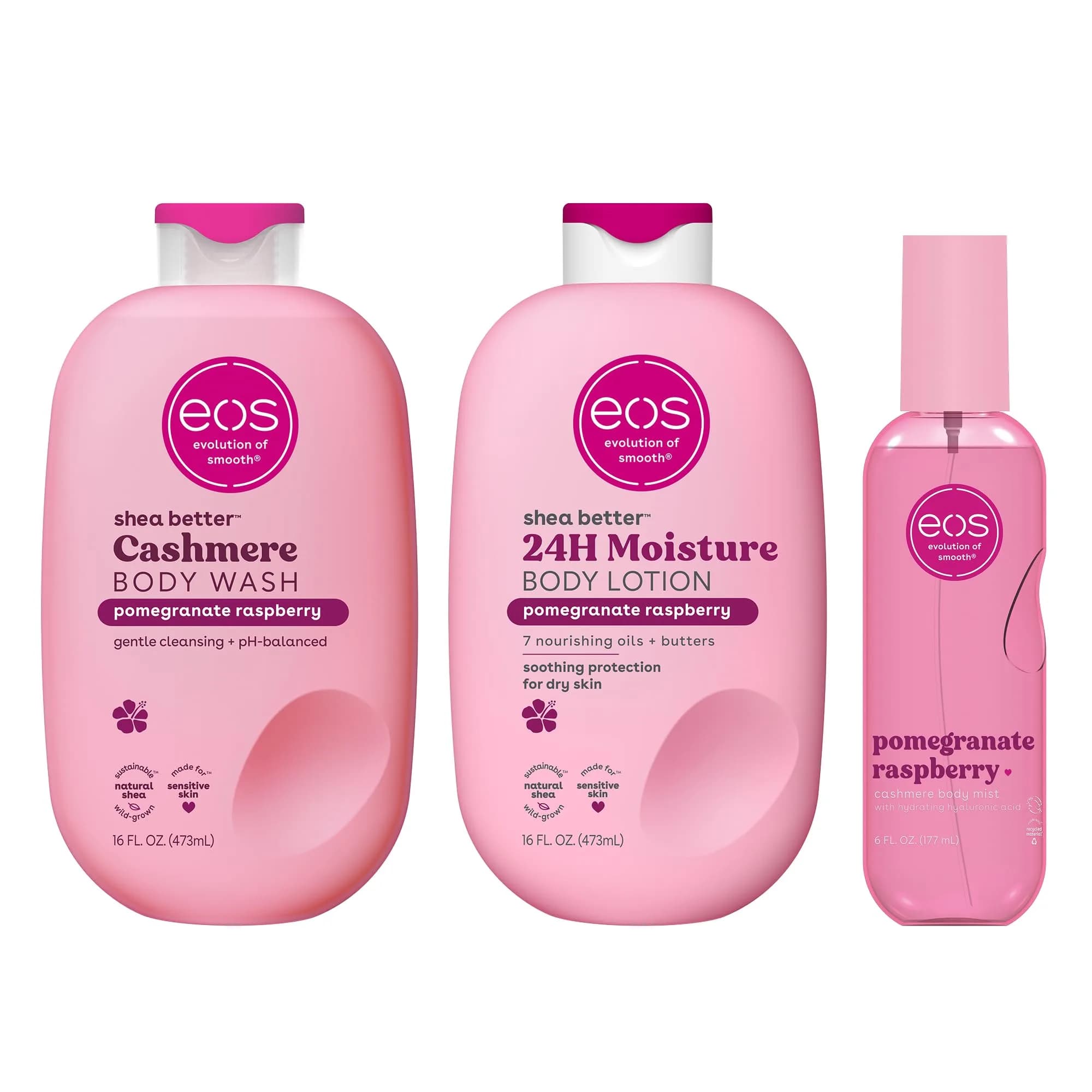 eos Pomegranate Raspberry Body Wash, Mist & Lotion Bundle | Hydrating Skin Care for All Skin Types - main product image