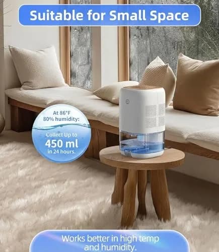 TABYIK 35 OZ Dehumidifier for Bedroom RV, Quiet with Auto Shut Off, Gold | Removes up to 16 oz moisture daily for spaces up to 280 sq.ft. thumbnail 5