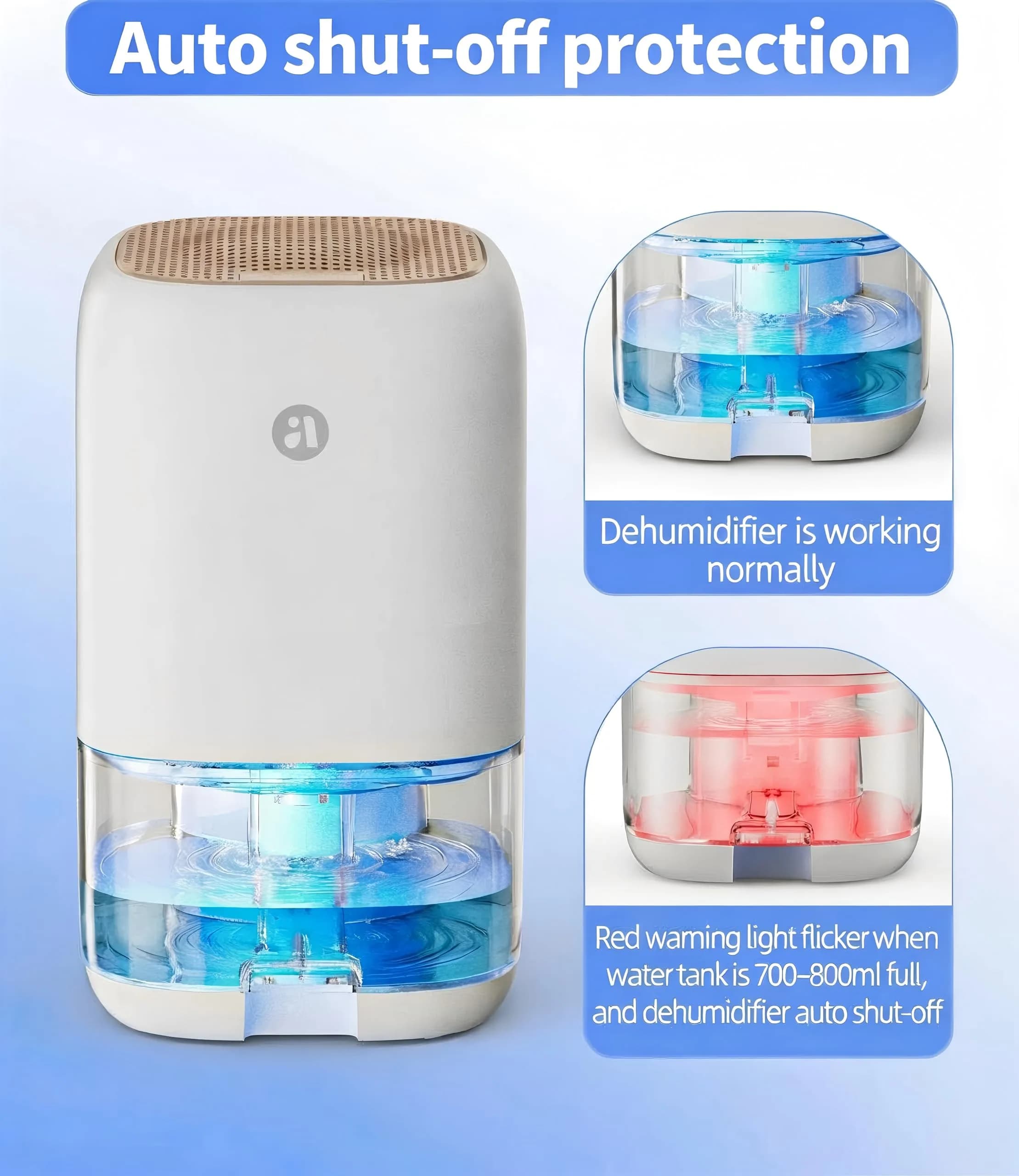 TABYIK 35 OZ Dehumidifier for Bedroom RV, Quiet with Auto Shut Off, Gold | Removes up to 16 oz moisture daily for spaces up to 280 sq.ft. - view 3