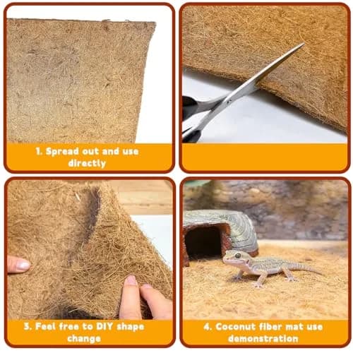 Hamiledyi Natural Coconut Fiber Reptile Carpet Roll 30cm x 3m (0.2-0.4cm Thick) | Breathable, Washable, DIY Substrate for Bearded Dragon, Tortoise, Lizard Habitats thumbnail 6