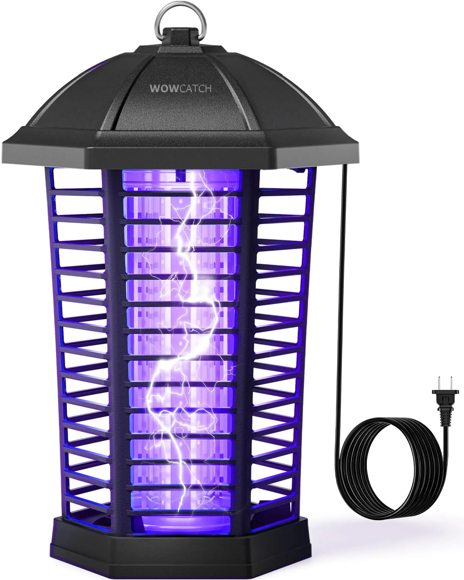 WowCatch LED Bug Zapper Outdoor 4200V Weatherproof IPX4 | Effective Mosquito & Fly Control — Black