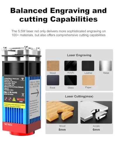 Twotrees TTS-55 Pro Laser Engraver 5500mW | 300x300mm Engraving Area, High Precision, Wi-Fi & USB Connectivity thumbnail 4