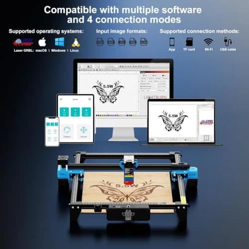 Twotrees TTS-55 Pro Laser Engraver 5500mW | 300x300mm Engraving Area, High Precision, Wi-Fi & USB Connectivity thumbnail 3
