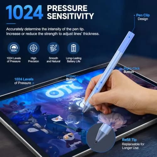ANYQOO Active Stylus Pen for HP Laptops, 1024 Pressure Levels, 300-Day Battery, Sapphire thumbnail 4