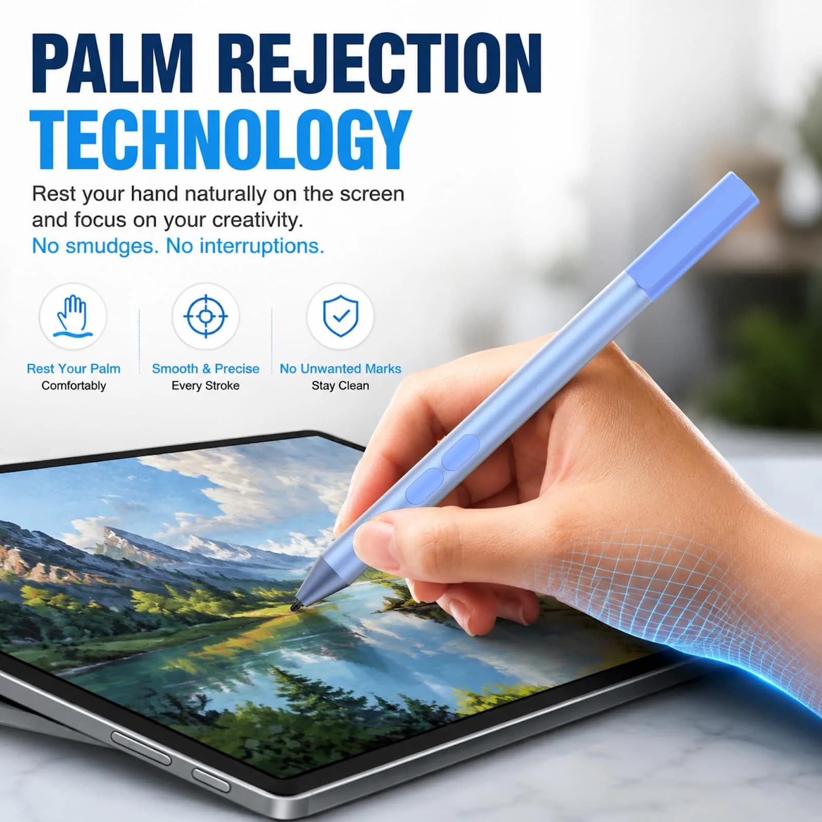 ANYQOO Active Stylus Pen for HP Laptops, 1024 Pressure Levels, 300-Day Battery, Sapphire - view 5