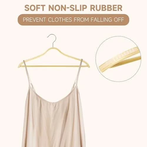 BP4U Slim Birch Wood Hangers with Non-Slip Rubber Strips 36-Pack | Space-Saving & Heavy Load Support thumbnail 3