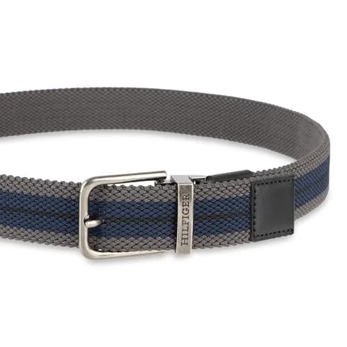 Tommy Hilfiger Men's Reversible Fabric Stretch Belt, Black/Gray/Navy, X-Large thumbnail 4