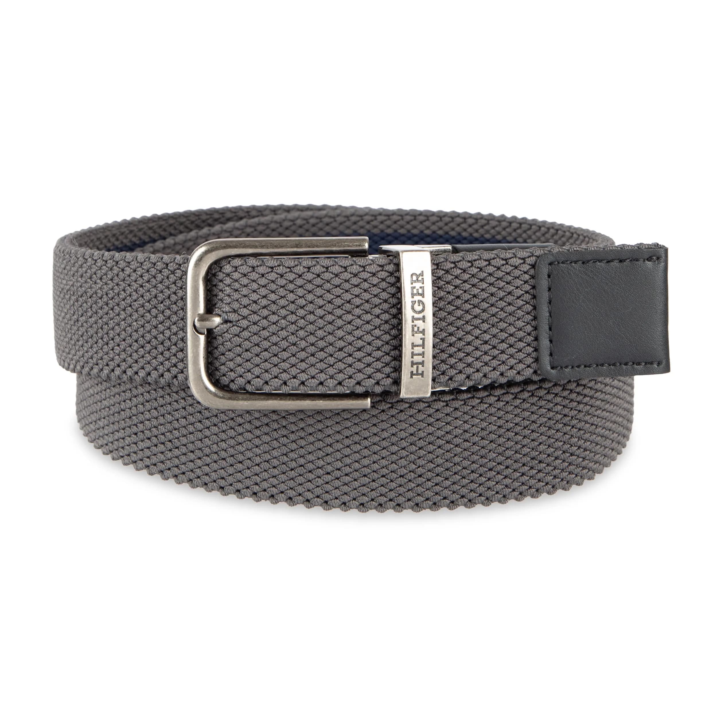 Tommy Hilfiger Men's Reversible Fabric Stretch Belt, Black/Gray/Navy, X-Large thumbnail 3