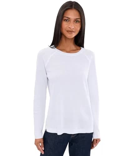 Elliott Lauren Waffle Stitch Raglan Sweater White XS | Cozy Cotton, Relaxed Fit thumbnail 1