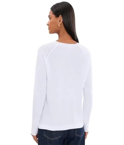Elliott Lauren Waffle Stitch Raglan Sweater White XS | Cozy Cotton, Relaxed Fit thumbnail 4