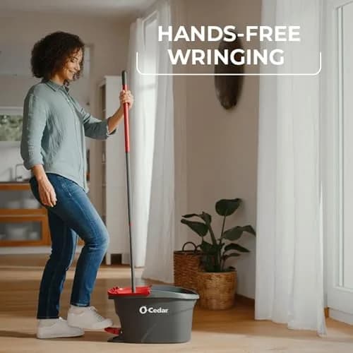 O-Cedar EasyWring Spin Mop System Bundle with 3 Mop Heads, PACS, Gloves & Sponges | 20cm (7.87in) W x 20cm (7.87in) H x 12cm (4.72in) L thumbnail 4