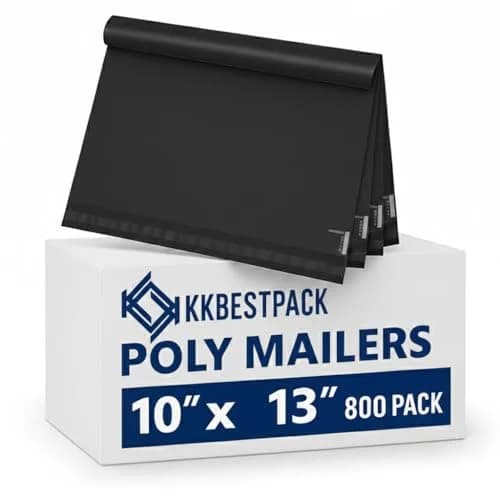 KKBESTPACK Black Poly Mailers 10x13 in, 800 Pcs | Bulk Shipping Bags for Clothing thumbnail 1