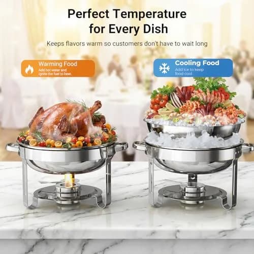 Ublue Chafing Dishes for Buffet 4 Pack | 5QT Stainless Steel Food Warmers, Durable & Safe (70-120 chars) thumbnail 4
