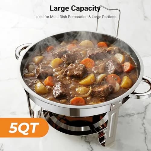 Ublue Chafing Dishes for Buffet 4 Pack | 5QT Stainless Steel Food Warmers, Durable & Safe (70-120 chars) thumbnail 5