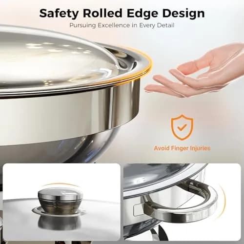 Ublue Chafing Dishes for Buffet 4 Pack | 5QT Stainless Steel Food Warmers, Durable & Safe (70-120 chars) thumbnail 6