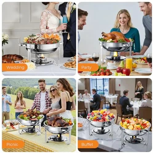 Ublue Chafing Dishes for Buffet 4 Pack | 5QT Stainless Steel Food Warmers, Durable & Safe (70-120 chars) thumbnail 8