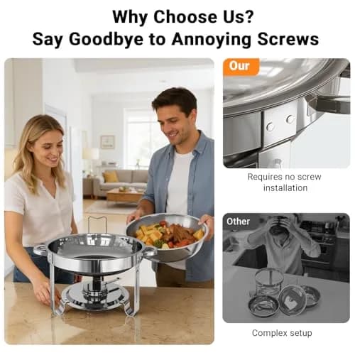 Ublue Chafing Dishes for Buffet 4 Pack | 5QT Stainless Steel Food Warmers, Durable & Safe (70-120 chars) thumbnail 2