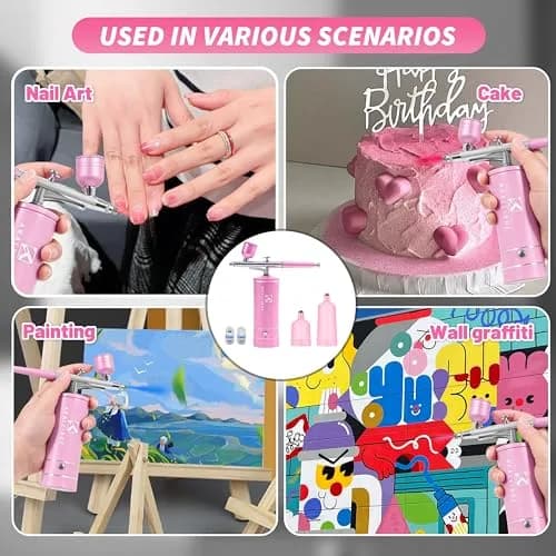 AKALLIBRE Airbrush Kit with Compressor, 48PSI High-Pressure Non-Clogging | Cordless, Adjustable, Versatile thumbnail 5