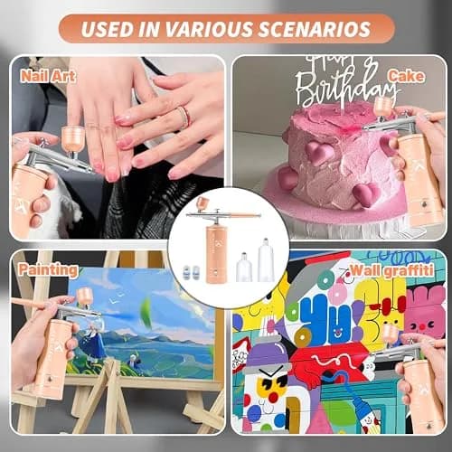 AKALLIBRE Airbrush Kit with Compressor, 48PSI High-Pressure Non-Clogging | Cordless, Portable & Versatile for Art & Makeup thumbnail 5