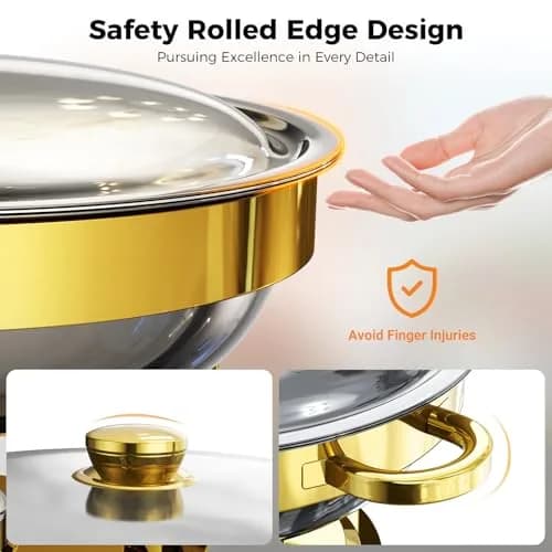 Ublue 5QT Round Stainless Steel Chafing Dishes 2 Pack | Buffet Food Warmers for Events thumbnail 6