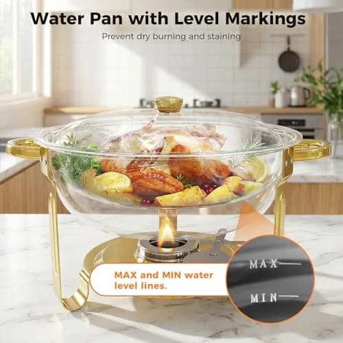 Ublue 5QT Round Stainless Steel Chafing Dishes 2 Pack | Buffet Food Warmers for Events thumbnail 3