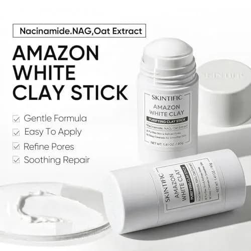 SKINTIFIC Amazonian White Clay Mask Stick 40g (1.41 oz) | Deep Pore Cleansing for Oily Skin thumbnail 3