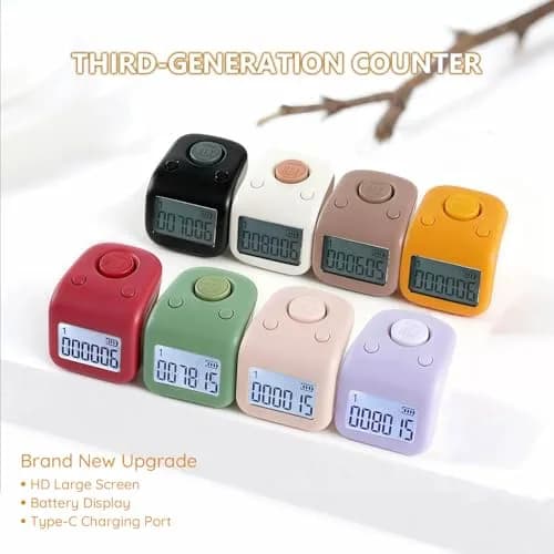 Arvakr Rechargeable Silent Finger Counter 6 Channels Digital Tasbih Tally Clicker with LED | Counts up to 999,999 per channel thumbnail 2