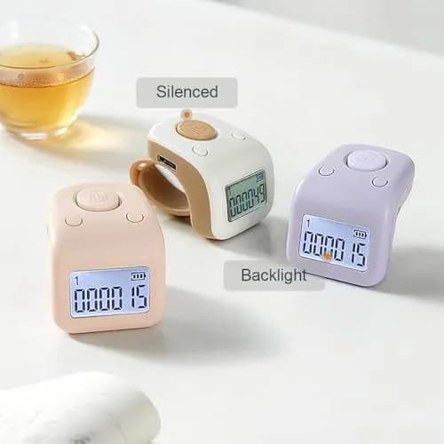 Arvakr Rechargeable Silent Finger Counter 6 Channels Digital Tasbih Tally Clicker with LED | Counts up to 999,999 per channel thumbnail 3