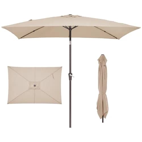 JEAREY 6.5 x 10 ft Rectangular Patio Umbrella w/Crank, Dark Blue | Water-Resistant, Wind Vent, UV Coating thumbnail 1