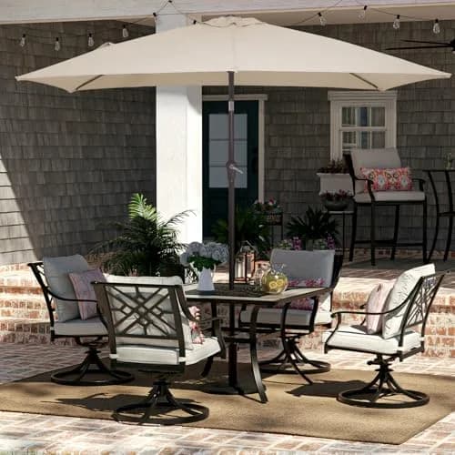 JEAREY 6.5 x 10 ft Rectangular Patio Umbrella w/Crank, Dark Blue | Water-Resistant, Wind Vent, UV Coating thumbnail 4